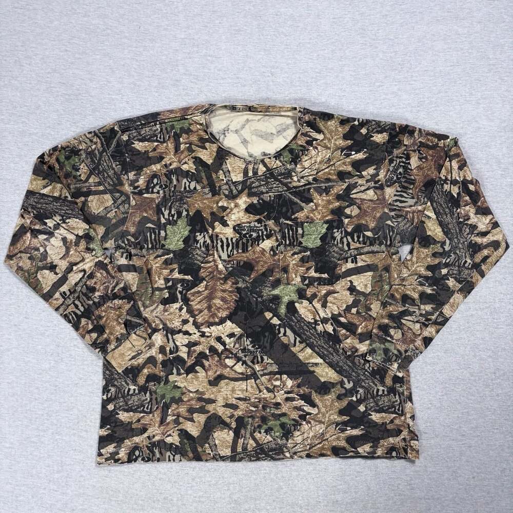 Vintage Mossy Oak Forest Floor Camo Long Sleeve Pocket T-Shirt